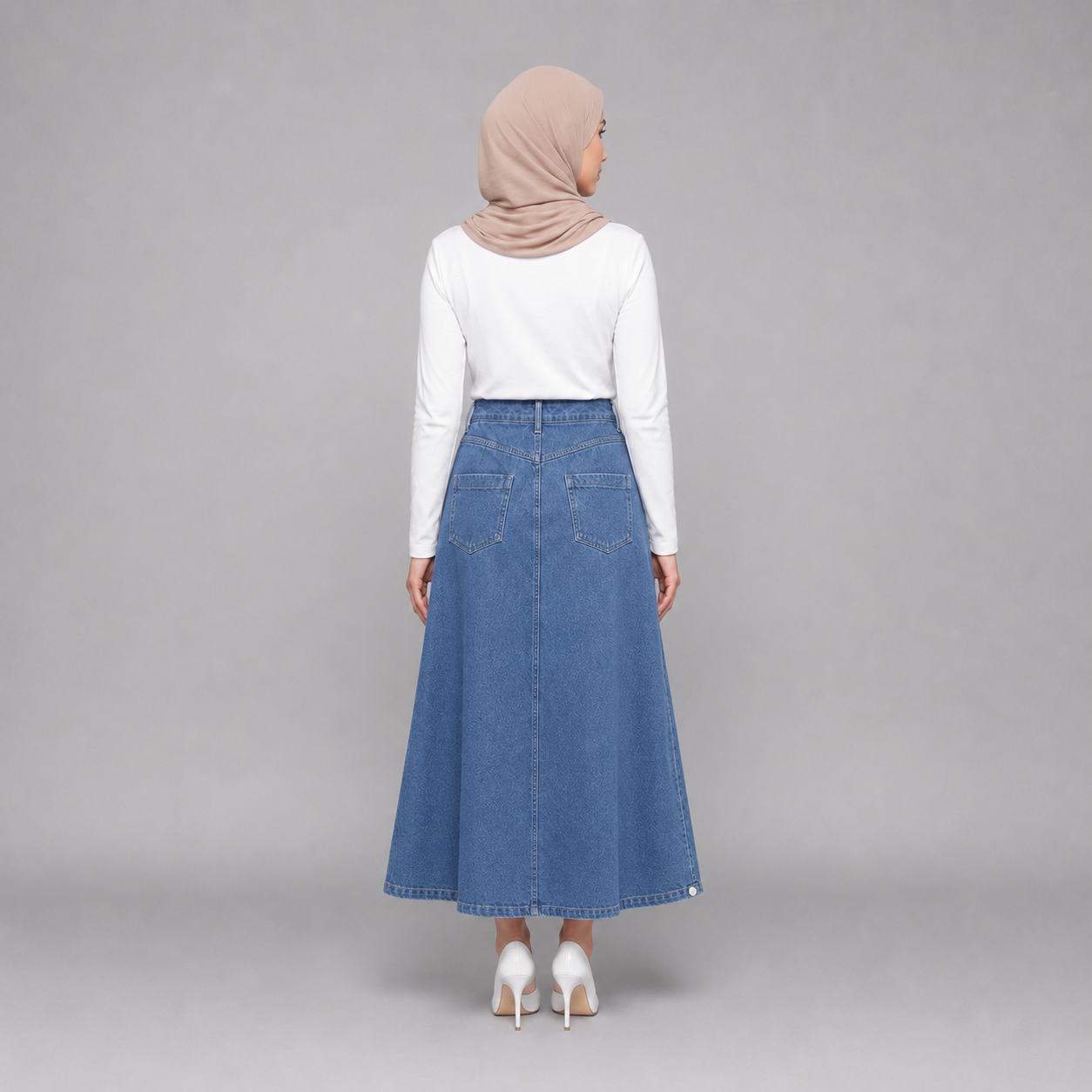 PISCO Women A-Line Denim Maxi Skirt