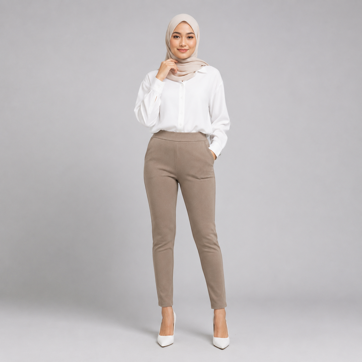 YFS Women OL Stretchable Skinny Fit Plain Color Leggings