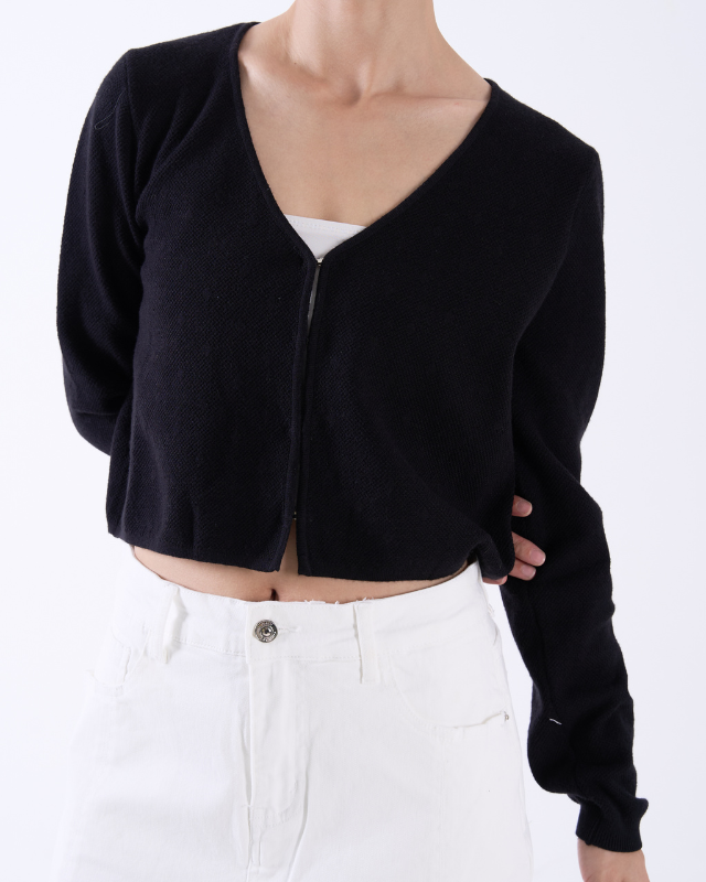 COLEGACY Women Knit Long Sleeve Crop Top