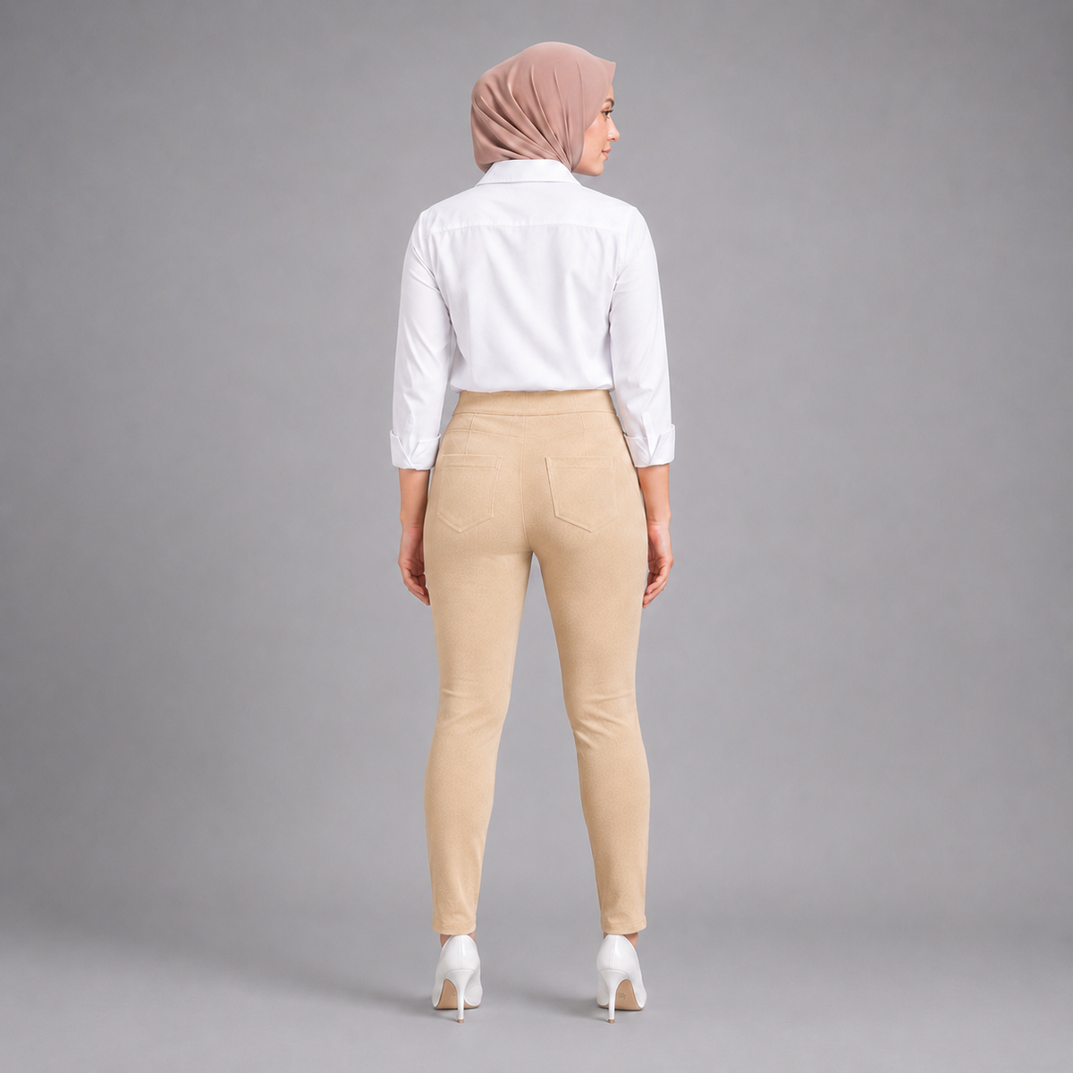 YFS Women OL Stretchable Skinny Fit Plain Color Leggings