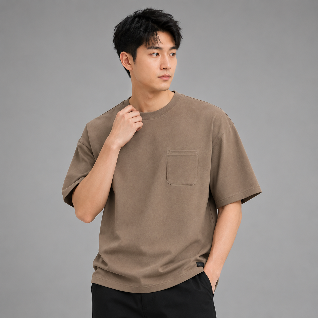 AD Men Premium Relax Fit Pocket Tee | Oversized Cotton T-Shirt | Basic Plain Tee Streetwear | Unisex Loose Fit