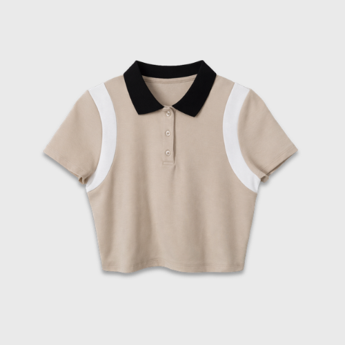COLEGACY Sporty Chic Crop Polo Top
