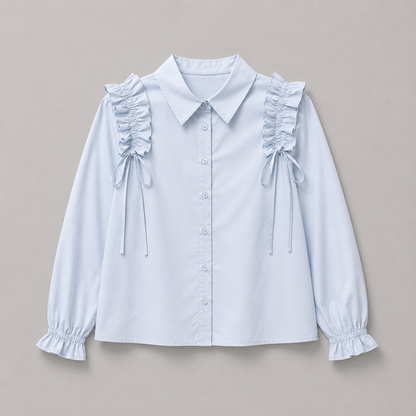 COLEGACY Women Ruffle Shoulder Blouse