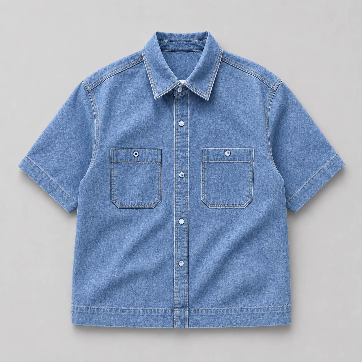 COLEGACY Men Denim Short Sleeve Shirt