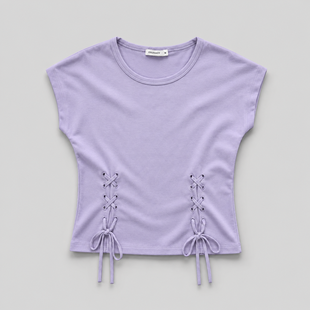 COLEGACY Women Lace-Up Short Sleeve Top