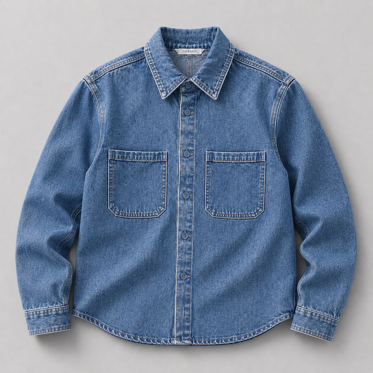 COLEGACY Men Long Sleeve Pocket Denim Jacket