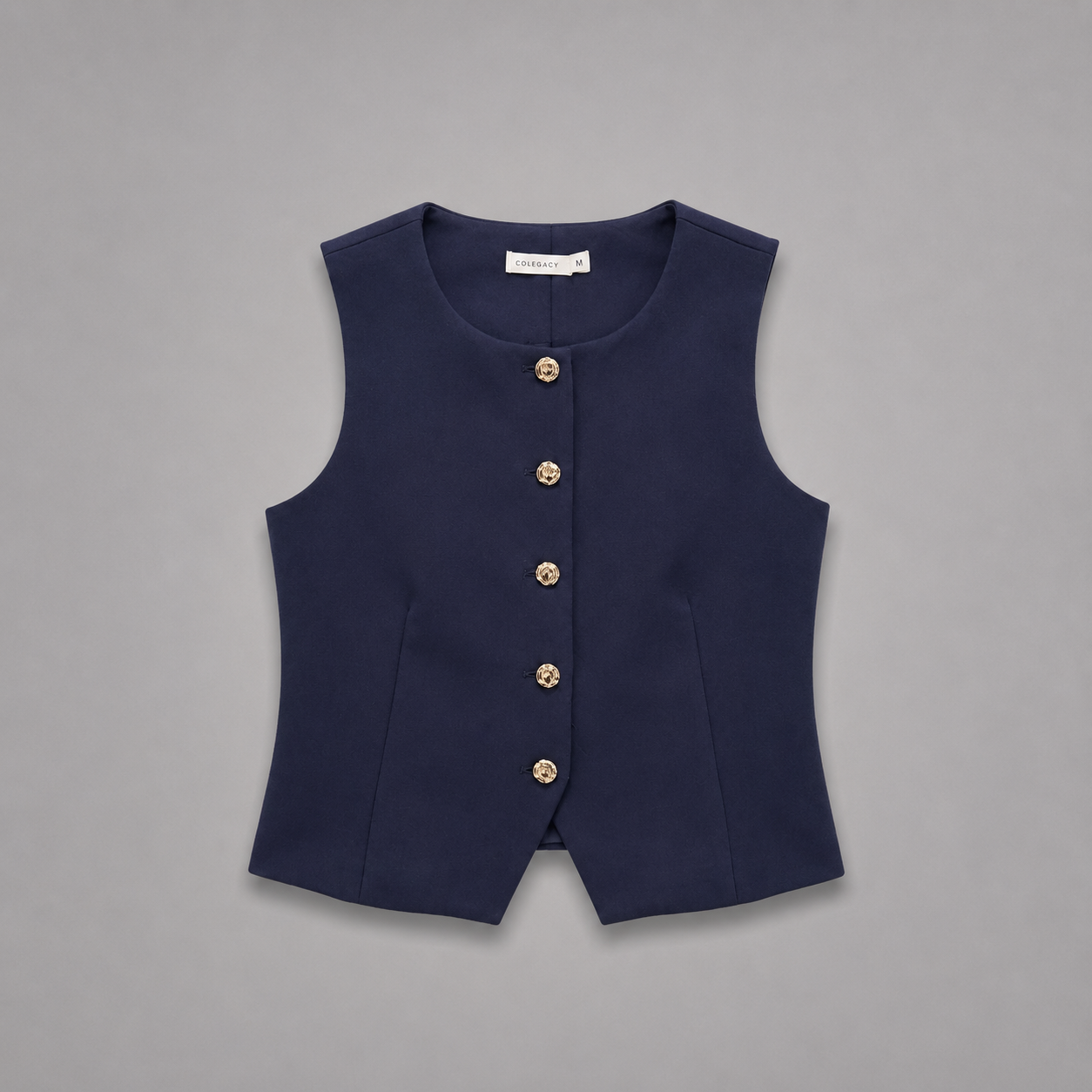 COLEGACY Women Button Vest Top