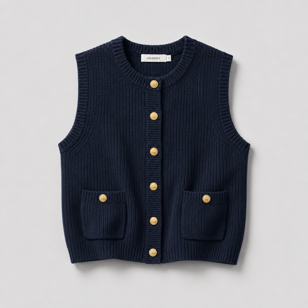 COLEGACY Women Elegant Knit Button Vest