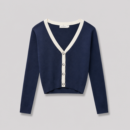 COLEGACY Women V-Neck Knit Cardigan