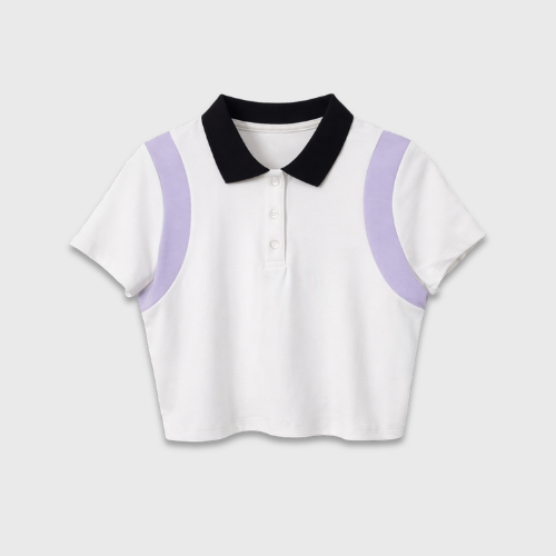COLEGACY Sporty Chic Crop Polo Top