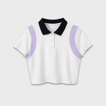 COLEGACY Sporty Chic Crop Polo Top