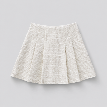 COLEGACY Women Pleated Tweed Mini Skirt