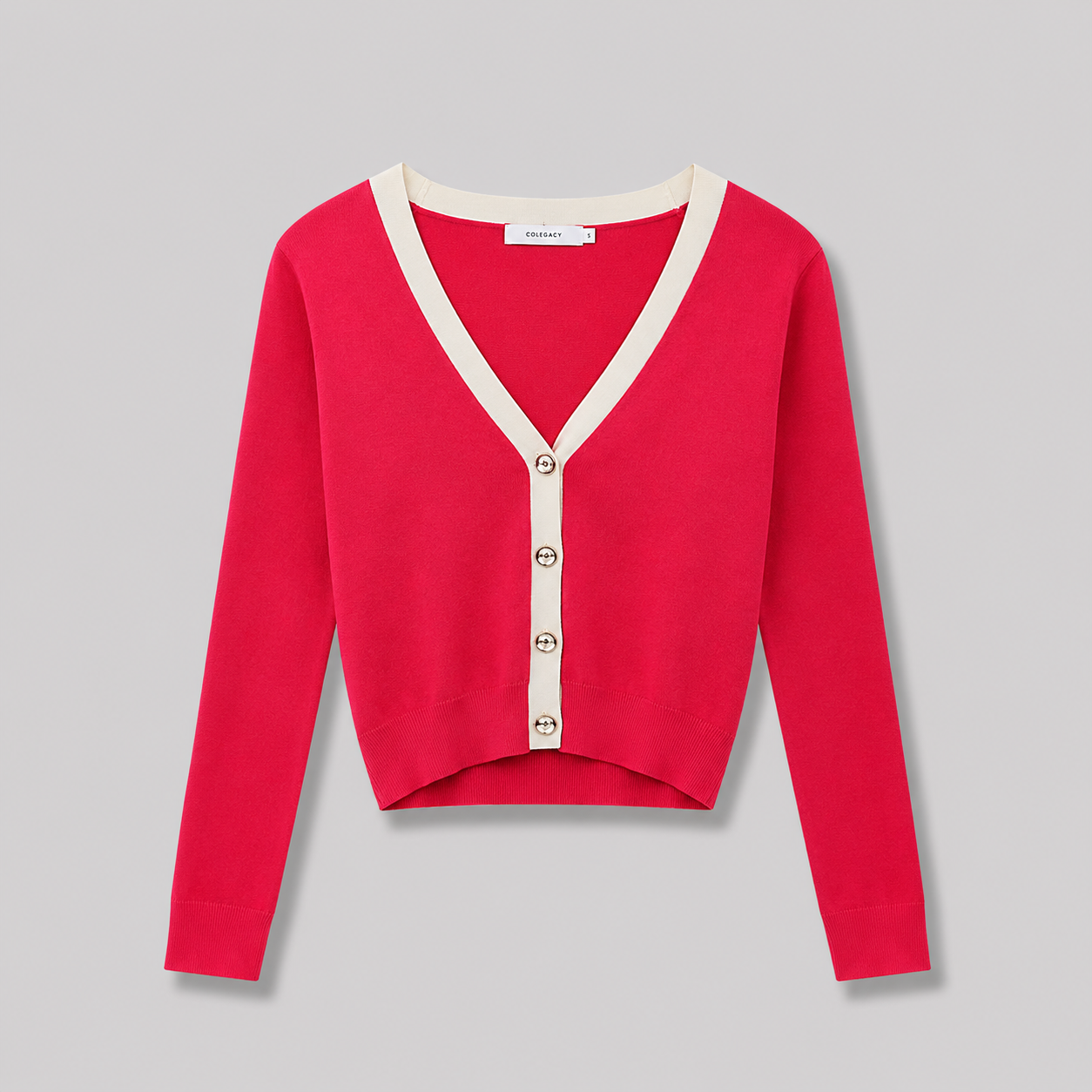COLEGACY Women V-Neck Knit Cardigan