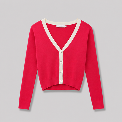 COLEGACY Women V-Neck Knit Cardigan