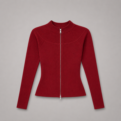COLEGACY Women Zip Knit Long Sleeve Top