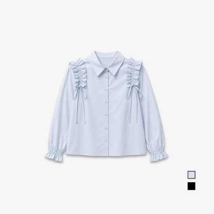 COLEGACY Women Ruffle Shoulder Blouse