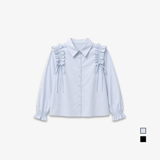 COLEGACY Women Ruffle Shoulder Blouse