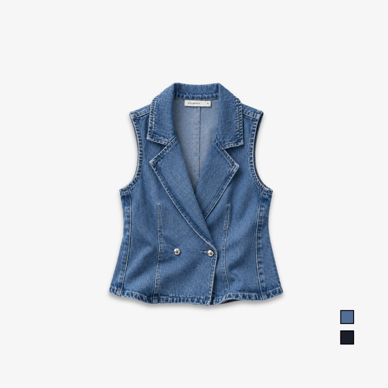 COLEGACY Women Sleeveless Denim Vest
