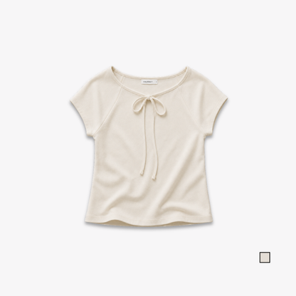 COLEGACY Women Ribbon Tie Crop Top