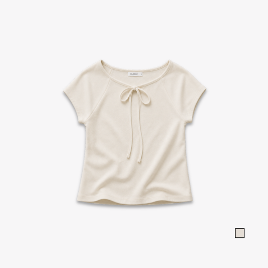 COLEGACY Women Ribbon Tie Crop Top