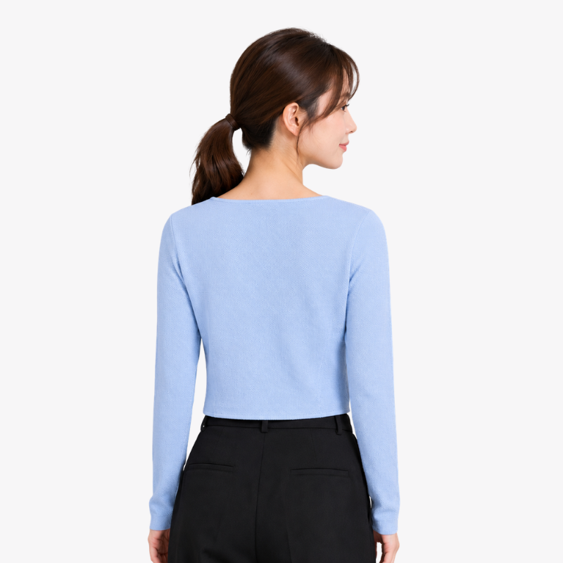 COLEGACY Women Knit Long Sleeve Crop Top